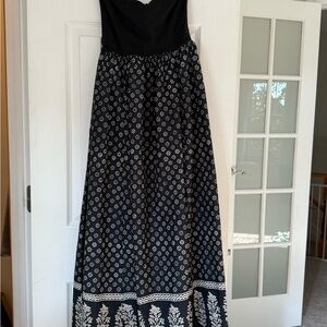 Black and White Strapless Maxi Dress